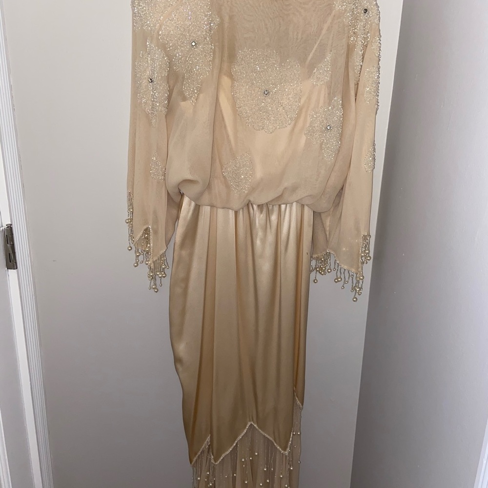 Chiffon/satin evening gown with embellishments